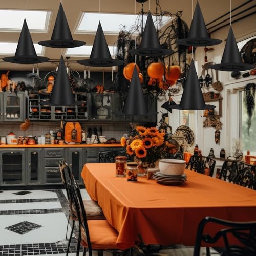 9Pcs Witch Hats, Black Hanging Witch Hats Halloween Decorations