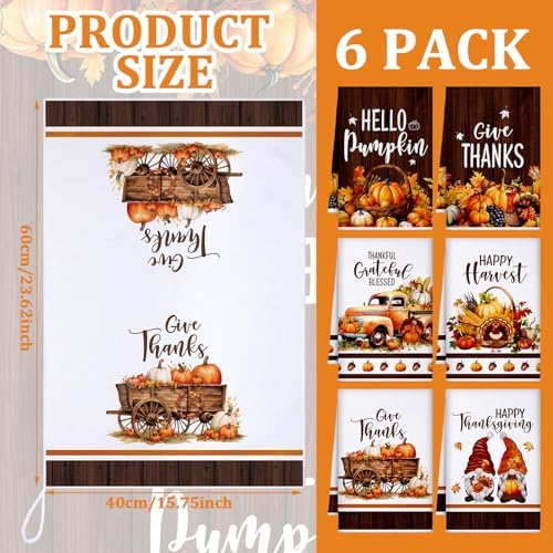 Geyoga Set of 6 Fall Kitchen Towels Autumn Dish Towel Vintage Pumpkin Towel