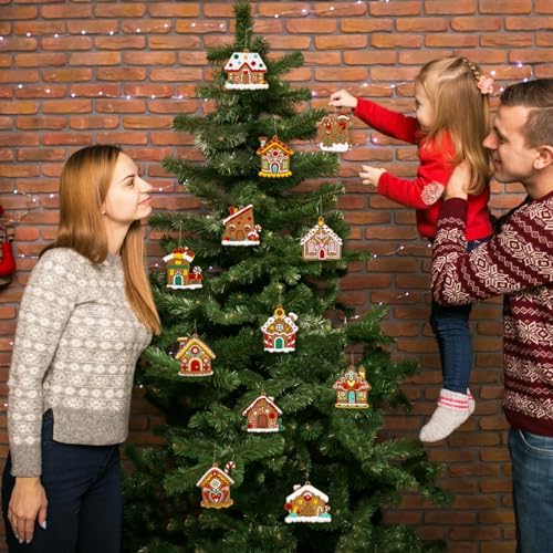 Gingerbread House Ornaments Christmas Tree Decoration - 36pcs Gingerbread House Christmas Decorations Hanging Ornaments for Holiday Xmas Tree Home Decor