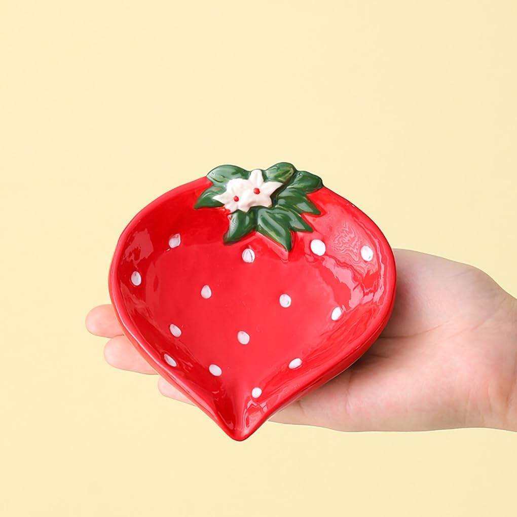 Strawberry Soap Holder Ceramic Soap Dish Self Draining Soap Holder Decorative Soap Dish / Red