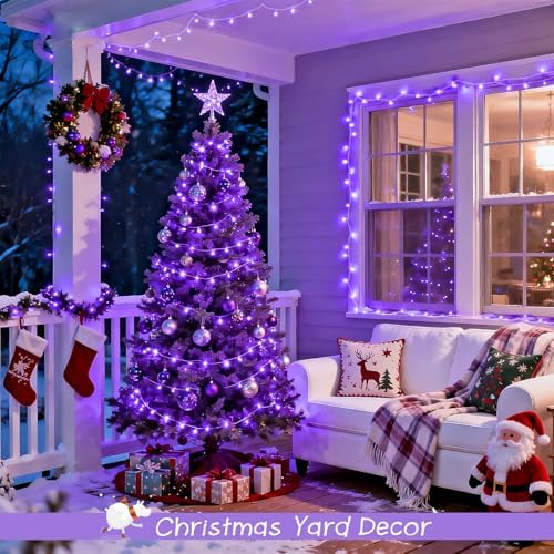 JMEXSUSS 2 Pack 100 LED Purple Halloween Lights Outdoor Waterproof