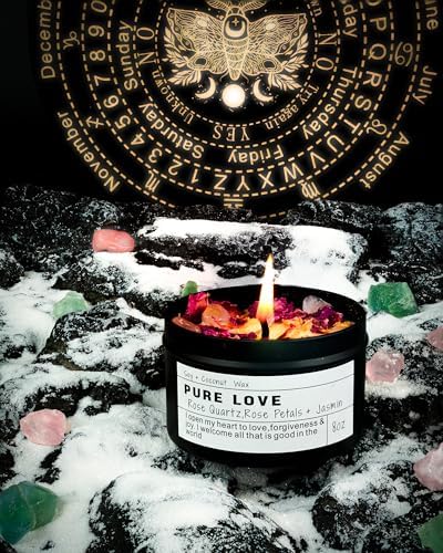 Crystal Candle, Healing Energy Protection Gift, Mindful Intentions, Best Friend, Mother's Birthday Gift.(Pure Love)