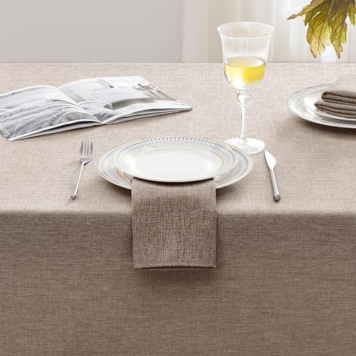 Softalker Small Rectangular Tablecloths 70x52 Inch Brown Linen Textured Outdoor Table Cloth Stain and Wrinkle Resistant Table Cover for Spring,Easter,Summer,Party,Garden,Coffee Modern Decor Tabletop