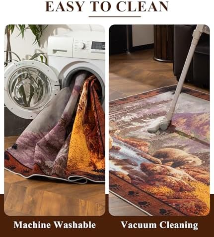 YIHOUSE 6x9 Mountain Bear Area Rugs for Living Room