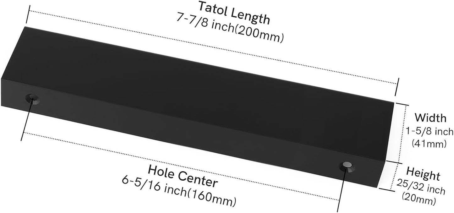 6-1/ Cabinet Pulls Finger Pulls / Hole Center: 6-1/4in / Black / 4 Inch / Set of 10