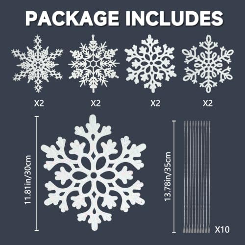 Large Snowflakes Ornaments for Outdoor Indoor Christmas Tree Decorations