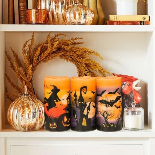 Wondise Halloween Flameless Flickering Candles with 6H Timer