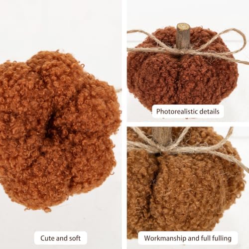 9 Pcs Fall Pumpkins Decorations for Home, Artificial Mini Fabric Pumpkins