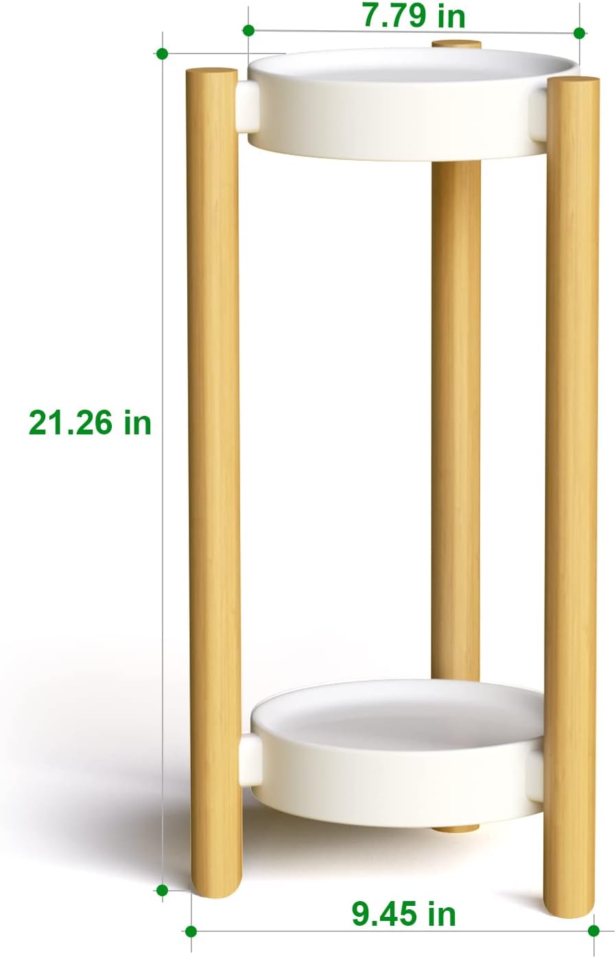 2-Tier Plant Stand Indoor, Tall Bamboo Corner Shelf for Multiple Plants | Narrow 2-Tier Display, Easy-Clean