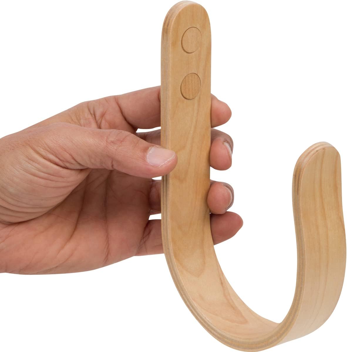 2 x Waveply Wood Curtain Holdbacks Plywood Drapery U Shaped Hook Tiebacks for Wall (Birch)