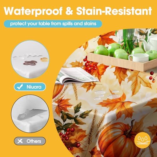 Niuara Fall Pumpkin Plastic Table Cloth Disposable, 4 Pack, 54 x 108 in