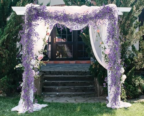 RECUTMS 2Pcs Artificial Wisteria Garlands 5.6Ft Plastic Hanging Vines Purple