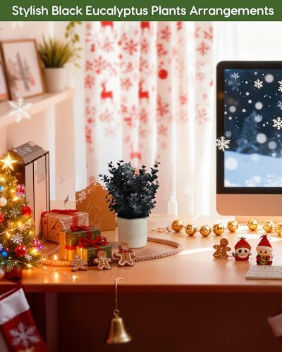Velener 2 PCS Small Fake Eucalyptus Plant Halloween Artificial Potted Plants Indoor for Christmas Decor Indoor