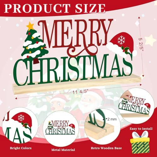 Metal Metal Merry Sign Decorations for Home Party Shelf Mantel