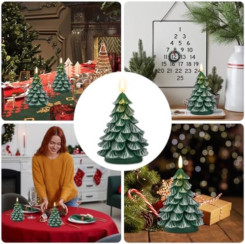 Christmas Tree Candles with 6H Timer Green