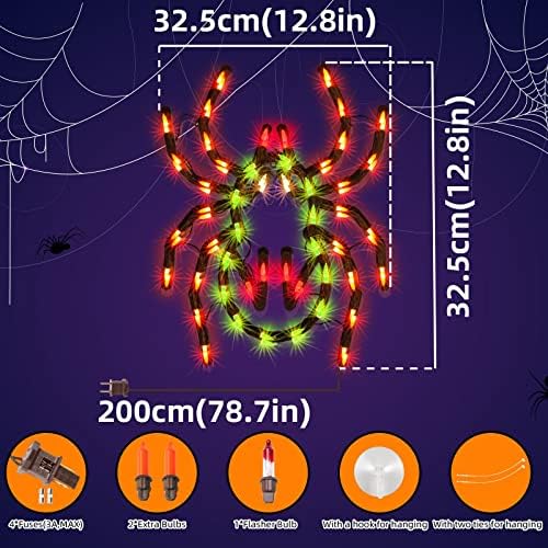 LAMPHOME 12.8'' Halloween Decorations Window Silhouette Holiday Displays, Lighted Spider for Party Home Indoor Tabletop Halloween Ornamet (Halloween Spider)
