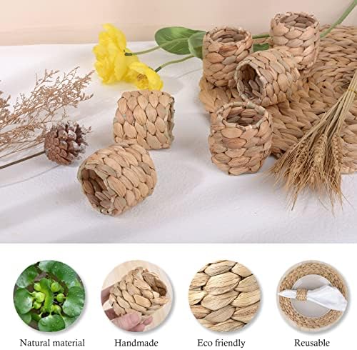 Farmhouse Rustic Napkin Rings Set of 12, Fall Thanksgiving Table Decor