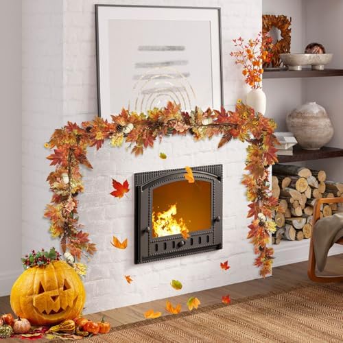 Artgar Fall Garland - 6 Ft Maple Leaf Pumpkin Berry Garland