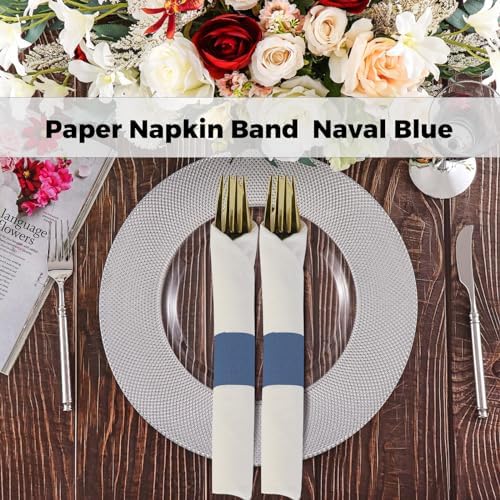 Germiwipe 2,500 Pcs Paper Napkin Bands Self-Adhesive, (Navy Blue)