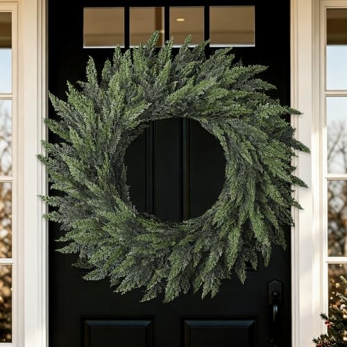 32'' Extra Large Cedar Wreath for Front Door, Faux Christmas Door Wreath