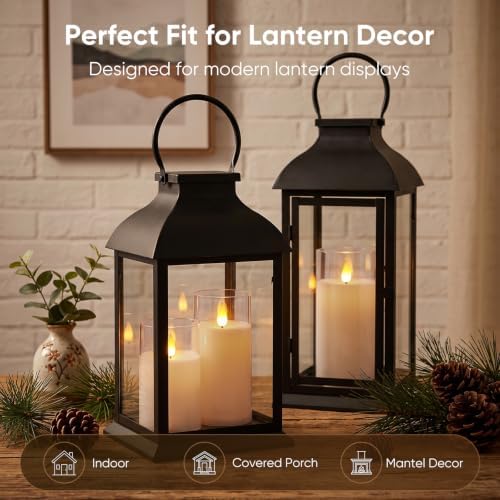 Homemory Pure White Flameless Candles, Battery Operated Acrylic LED Pillar Candles with Remote Timer, Realistic Flickering Fake Candles for Home Decor, Christmas, Wedding, Church, Set of 3