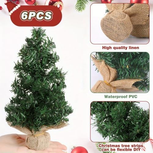 6pcs Mini Artificial Christmas Trees 12 Inch Tabletop Xmas Pine Trees