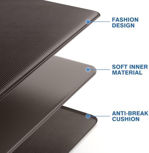 StepRite Kitchen Mats for Floor, 2-Piece Anti-Fatigue Rugs, Chocolate