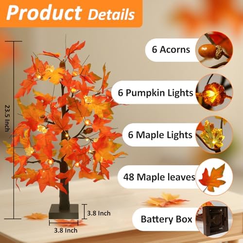 Joyhalo 2 Pack 23.5 Inch Fall Trees with Lights