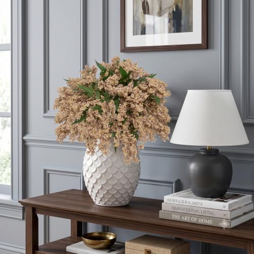 Daynight 6 Pcs Artificial Berry Stem for Vase, 17 in Faux Nandina Branches Fall Floral Picks Fake Realistic Berry Spray for Wedding Autumn Farmhouse Home Decor (6, White, 17Inch)