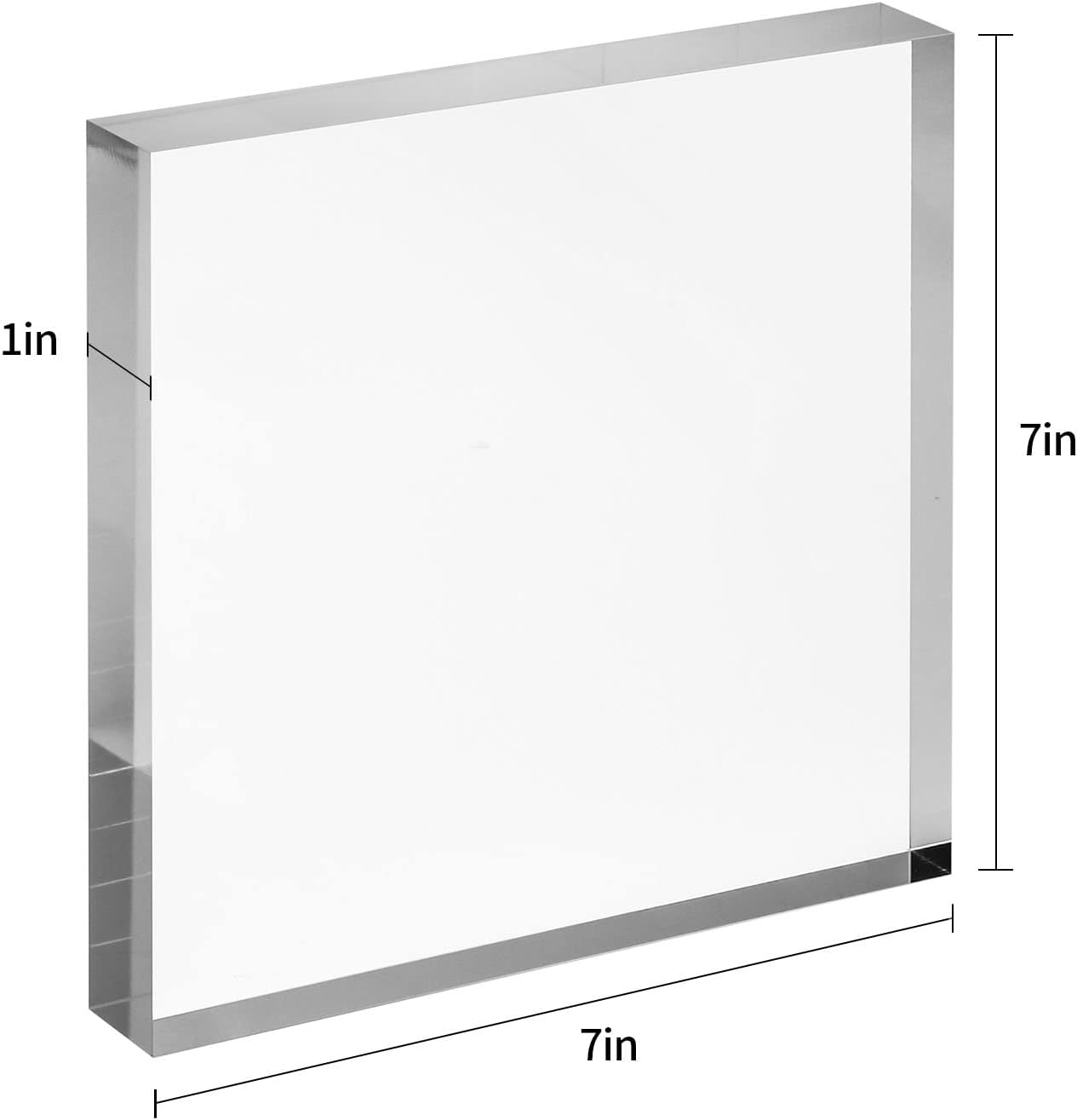 CiaoHER 7in Square Acrylic Cube Display Block, 1in Thickness | Clear Polished, Pedestal Stand Riser, Solid Base, 2 Pack