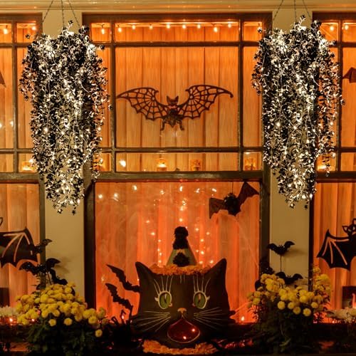 RECUTMS Black Hanging Fake Plants Artficial Vines Hanging Light Black Decor