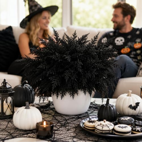10 Pcs 18" Halloween Black Cedar Pine Picks, Gothic Pine Branches Decor