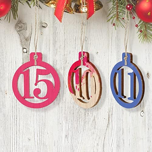 GWHOLE 1-24 Wooden Number with String for Christmas Advent Calendar