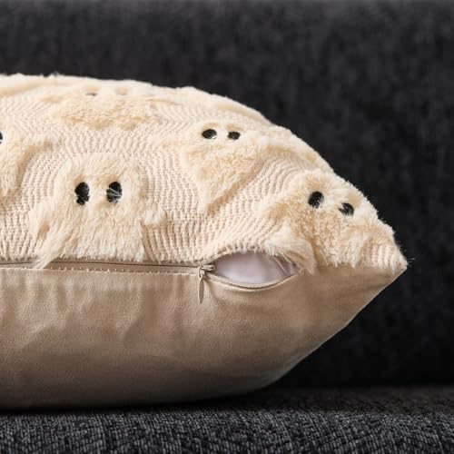 DFXSZ Halloween Pillow Covers 16x16 Beige Ghost Plush Halloween Decor095B16