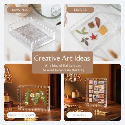 Scalloped Acrylic Tray / Rectangle:7.9*5.9*1.8inch / Clear
