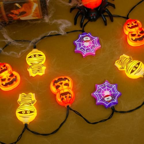 20 LED Pumpkin Cobweb Mummy Battery String Lights for Halloween Decorations