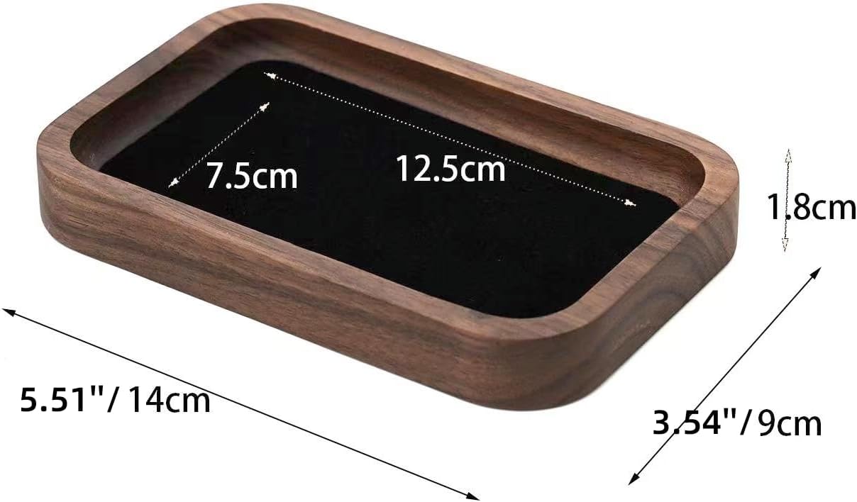 Wooden Jewelry Tray Small Trinket Dish / Rectangle-walnut