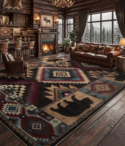 YIHOUSE 10x14 Western Cabin Area Rugs for Living Room