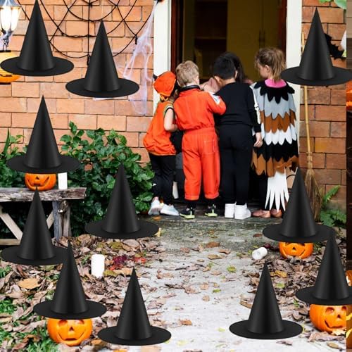 12PCS Halloween Witch Hats Witch Costume Accessory, Black Witch Hat for Halloween Party Decoration