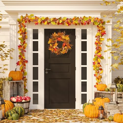 19In Fall Wreaths Front Door Decor for Home Autumn Thanksgiving