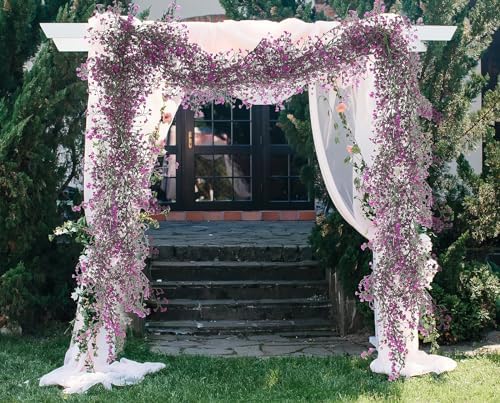 RECUTMS 2Pcs Artificial Wisteria Garlands 5.6Ft Fuchsia Autumn Vine Plastic