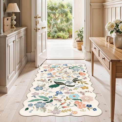 Washable 2x4 Entryway Area Rugs: Vintage Water Resistant Kitchen Rug Non-Slip Durable Doormat Ultra Soft Living Room