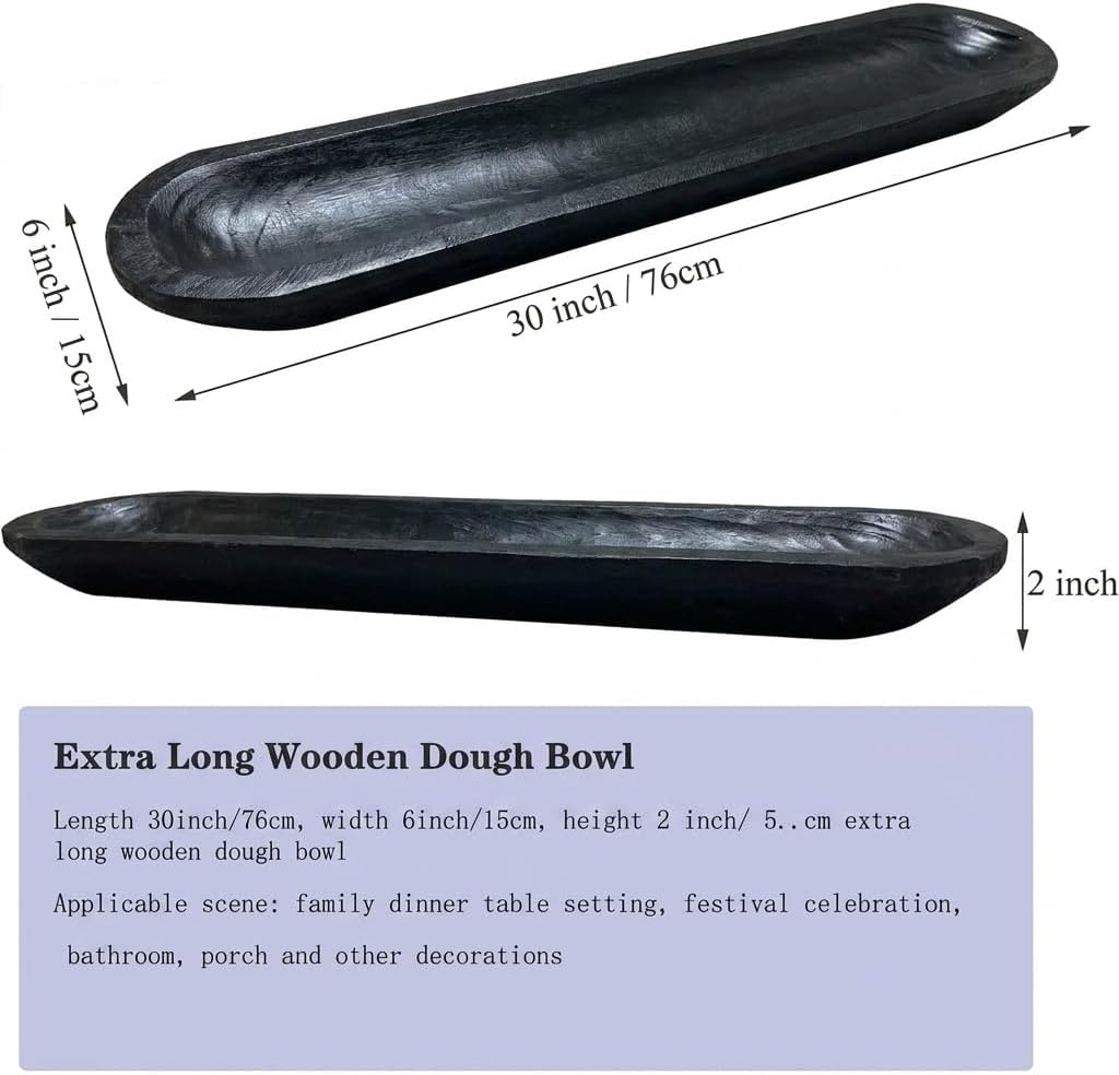 Wooden Dough Bowl Decor / 30inch Black