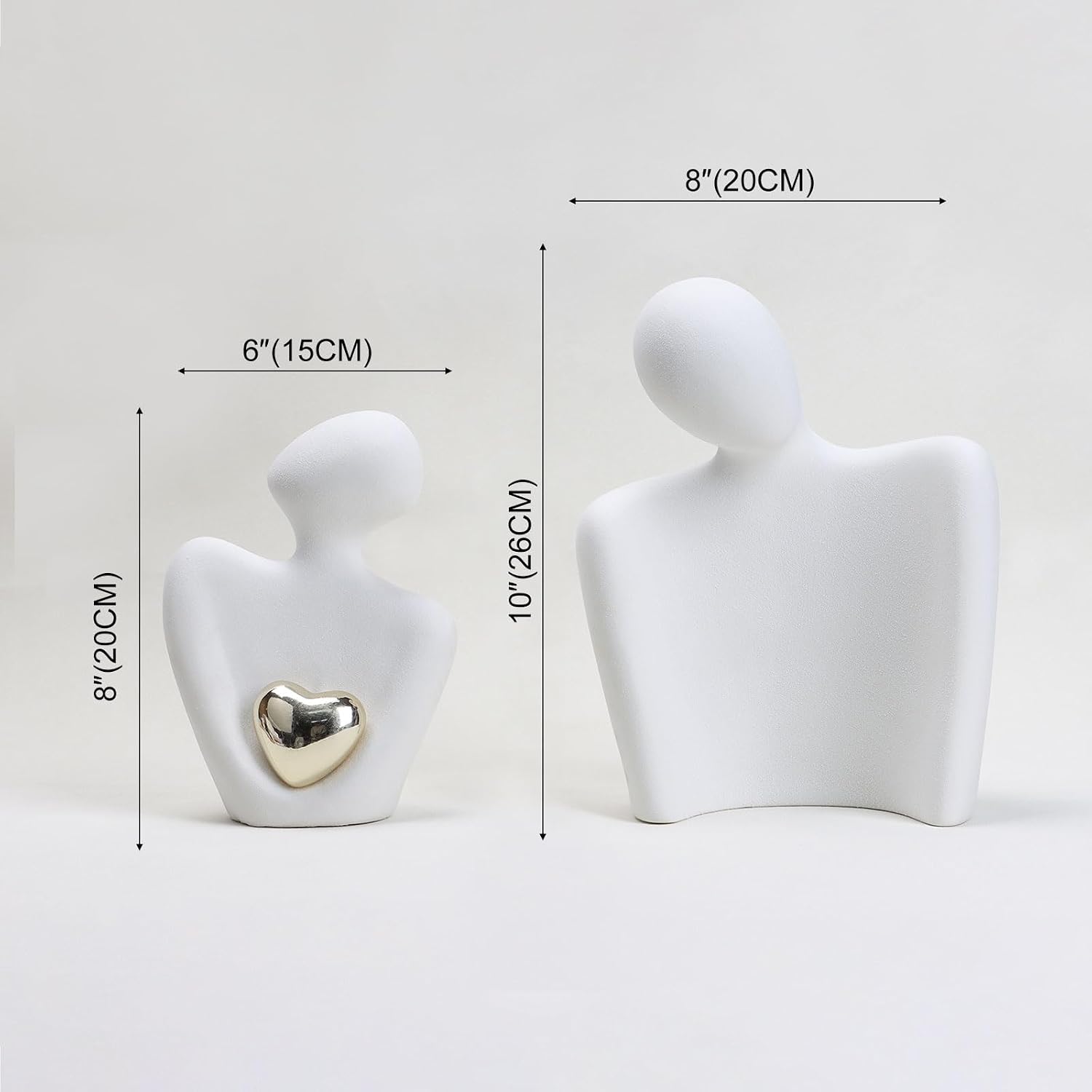 Ceramic Hugging Couple Figurines / White and Gold