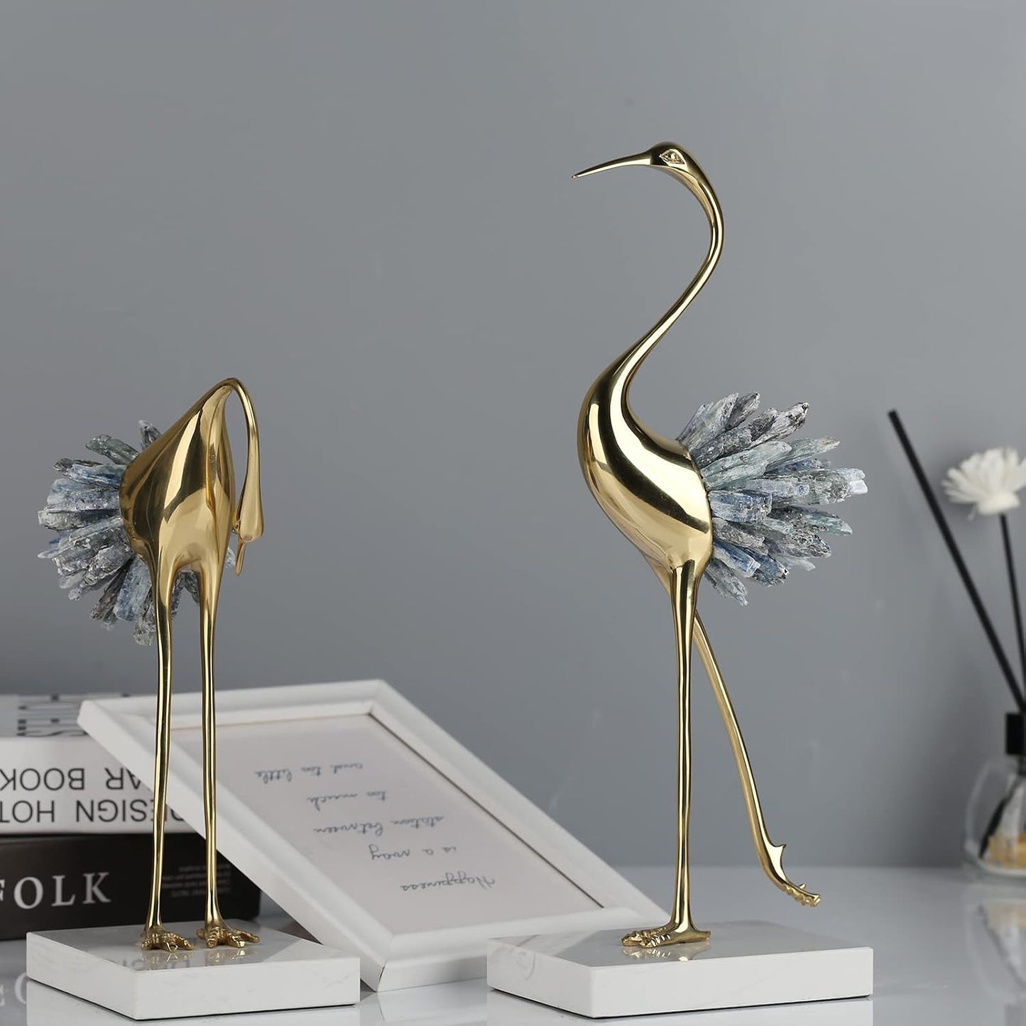 Brass Birds Statues / A / Blue