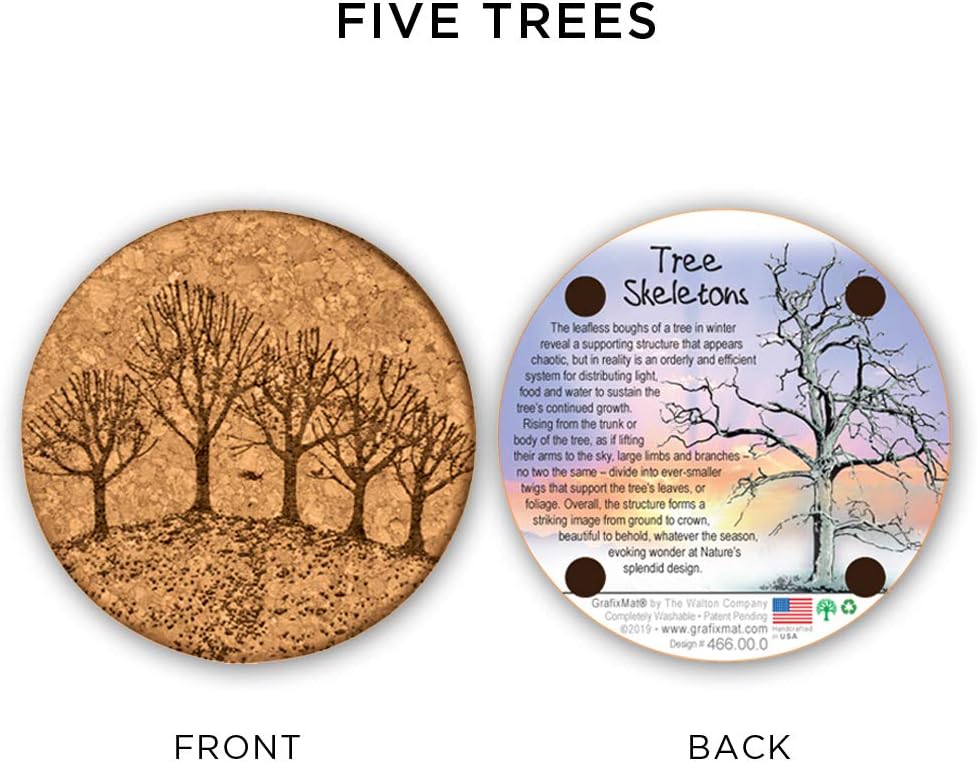 Dual Layer Won’t / Cork Coasters / Trees Art / Natural / Set of 4