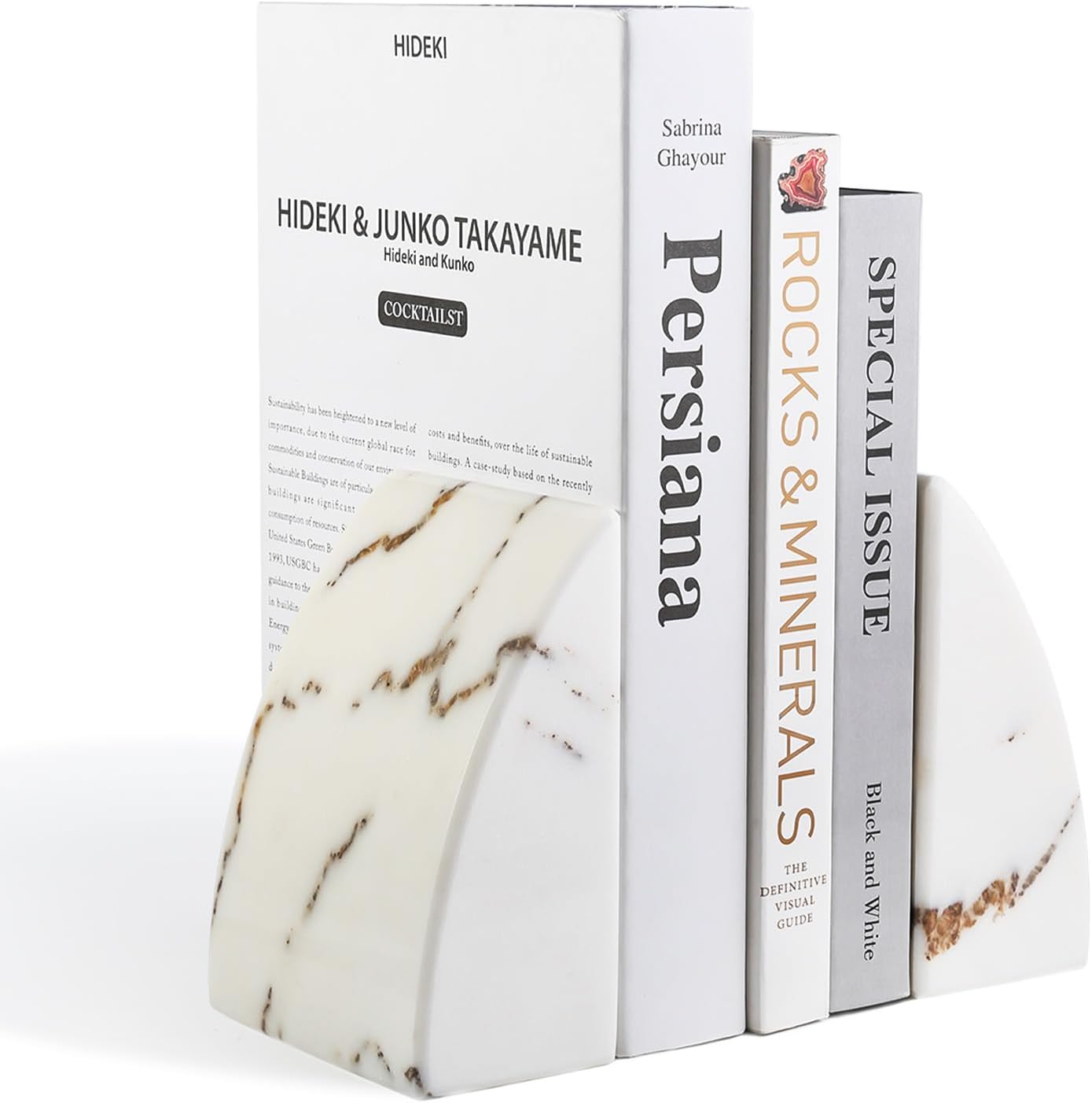 Marble Bookends / Large Bookends for Heavy Books / Sail-oriental Calacatta / Natural