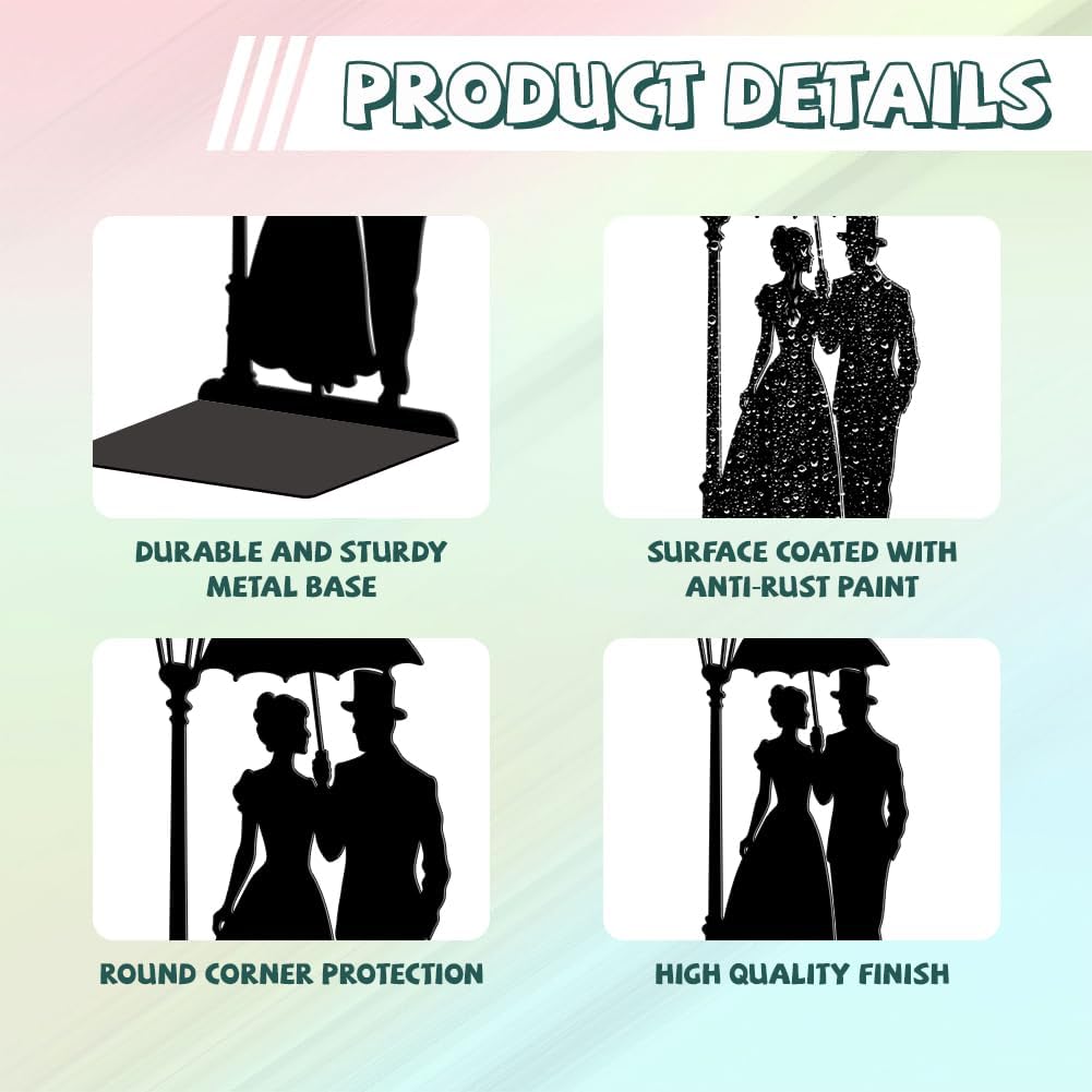 Metal Bookends / Gentleman and Lady with Umbrella