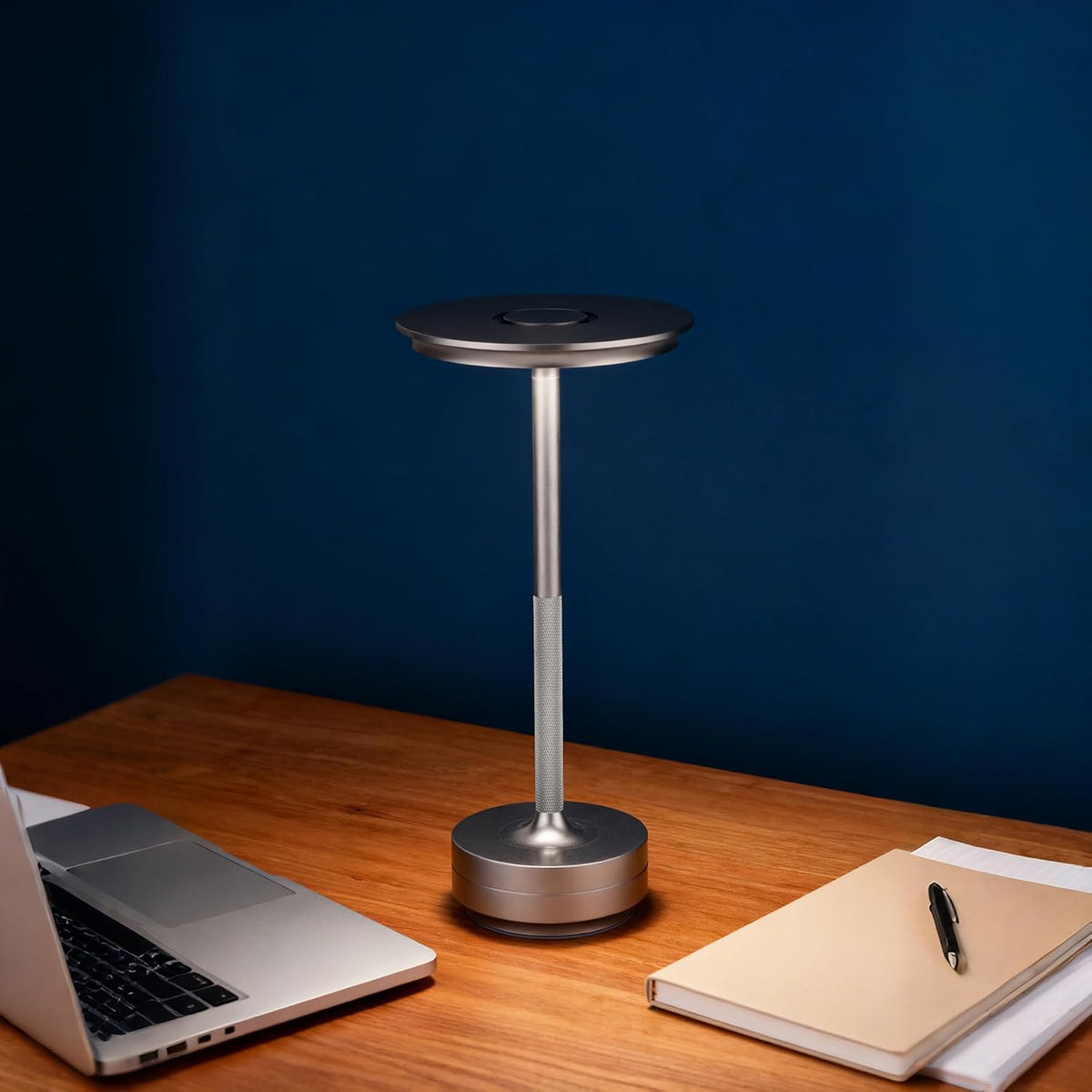 UdoUto 2-Pack Cordless Table Lamps Rechargeable, Silver | 5000mAh Battery Operated, LED Table Light, Touch Stepless