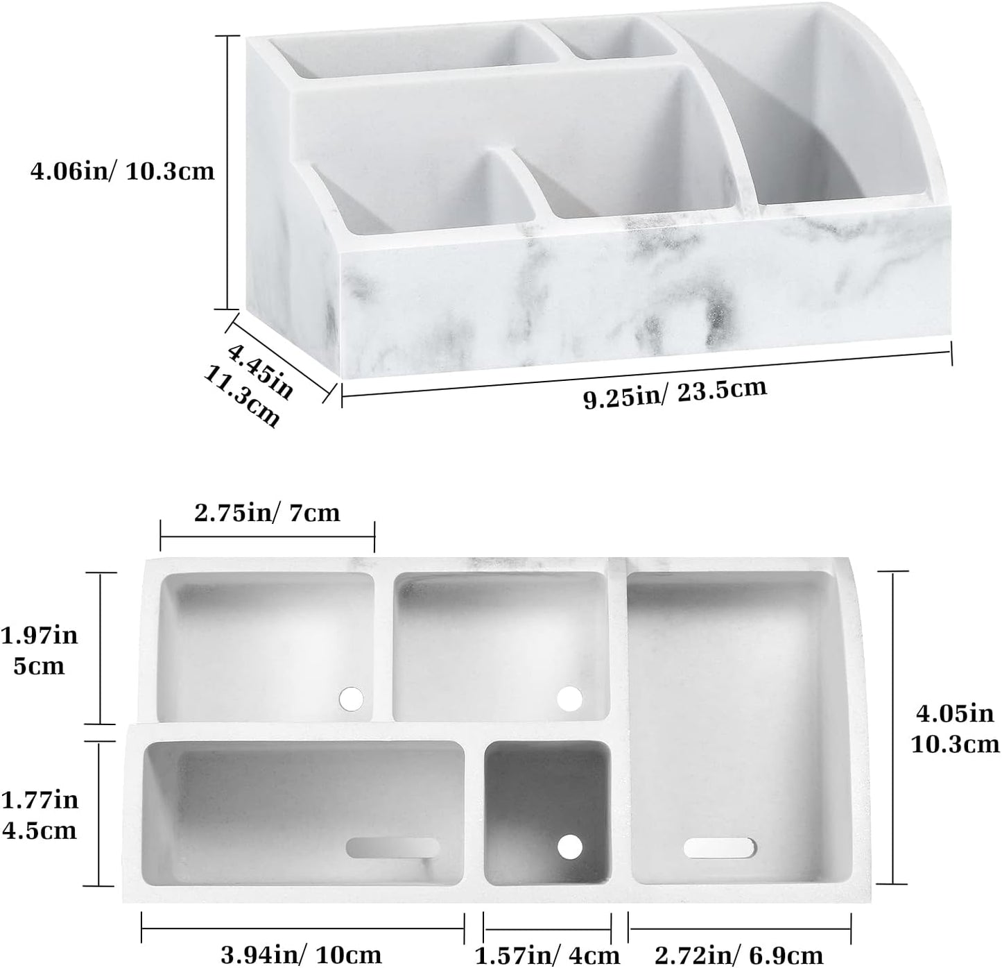 Luxspire Bathroom Counter Organizer, 5 Slots, Gravel White | Toothbrush Holder for Bathroom, Marble Bathroom